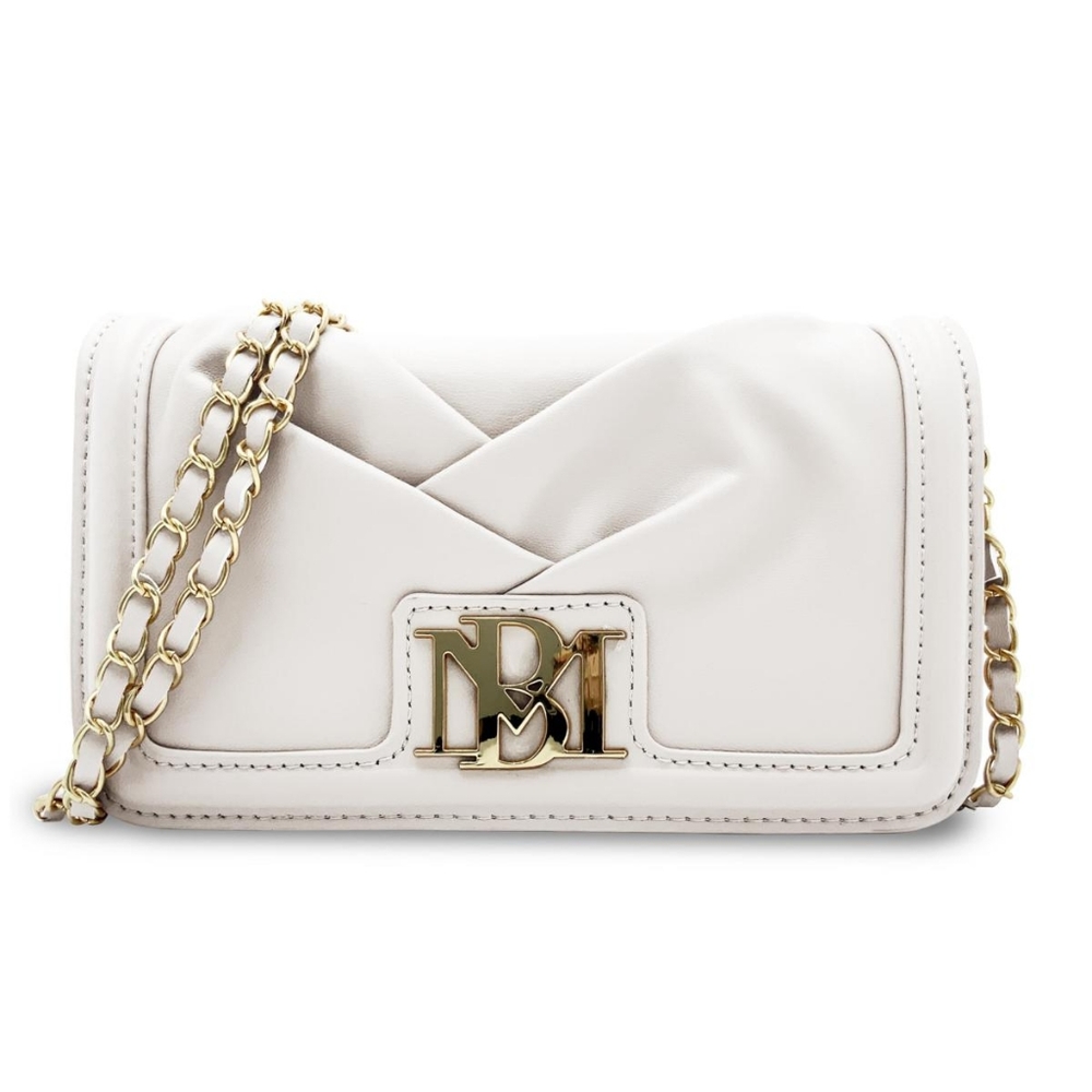 BADGLEY MISCHKA Small Square Crossbody, Folded Style, Big Logo, White, NWT - Picture 3 of 14